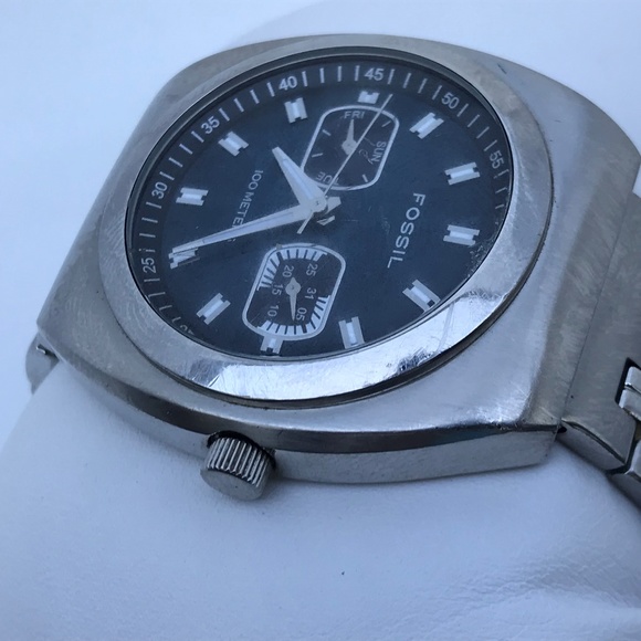 Fossil Blue Men Watch Silver Tone BQ-9241 Chrono - Picture 8 of 8